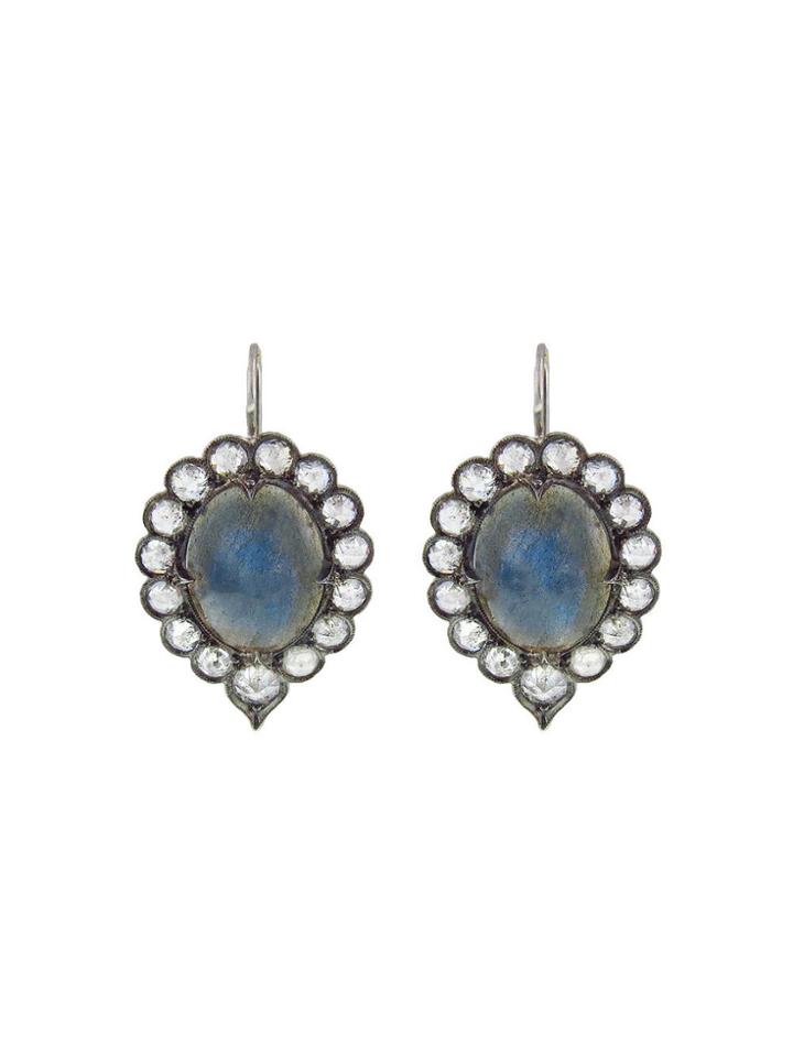 Cathy Waterman Labradorite Lace Edge Earrings With Diamonds