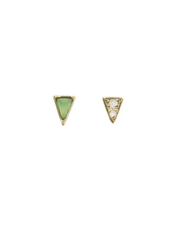 Mociun Mismatched Chrysoprase Triangle Studs