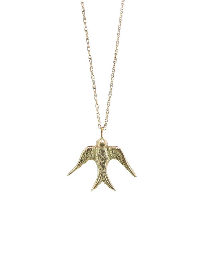 Blackbird And The Snow Bird Necklace - Yellow Gold