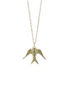 Blackbird And The Snow Bird Necklace - Yellow Gold