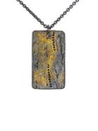 Todd Reed Oxidized Sterling Silver Tablet With Yellow Gold Detailing And Black Diamonds