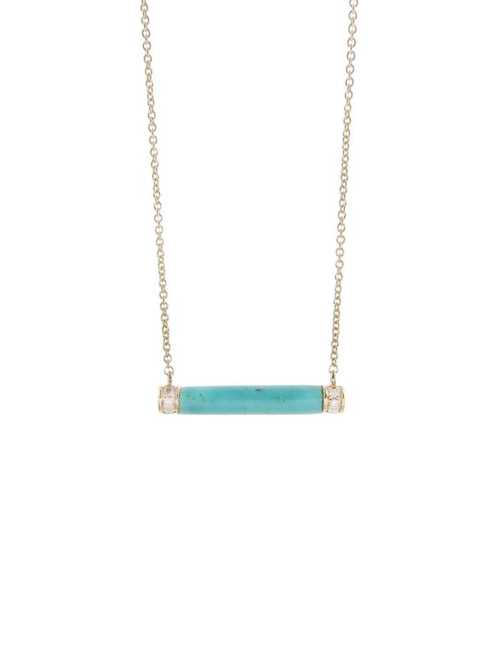 Sydney Evan Turquoise Bar Necklace - Yellow Gold