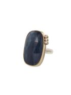 Jamie Joseph Rose Cut Blue Sapphire Ring With Diamond Triplet