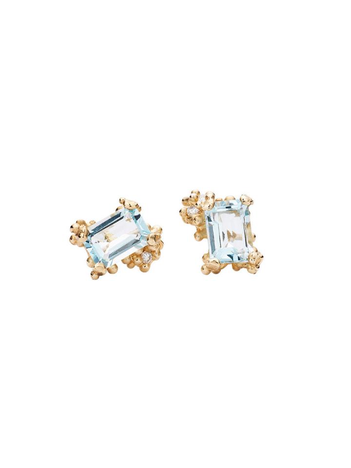 Ruth Tomlinson Emerald Cut Aqua Studs