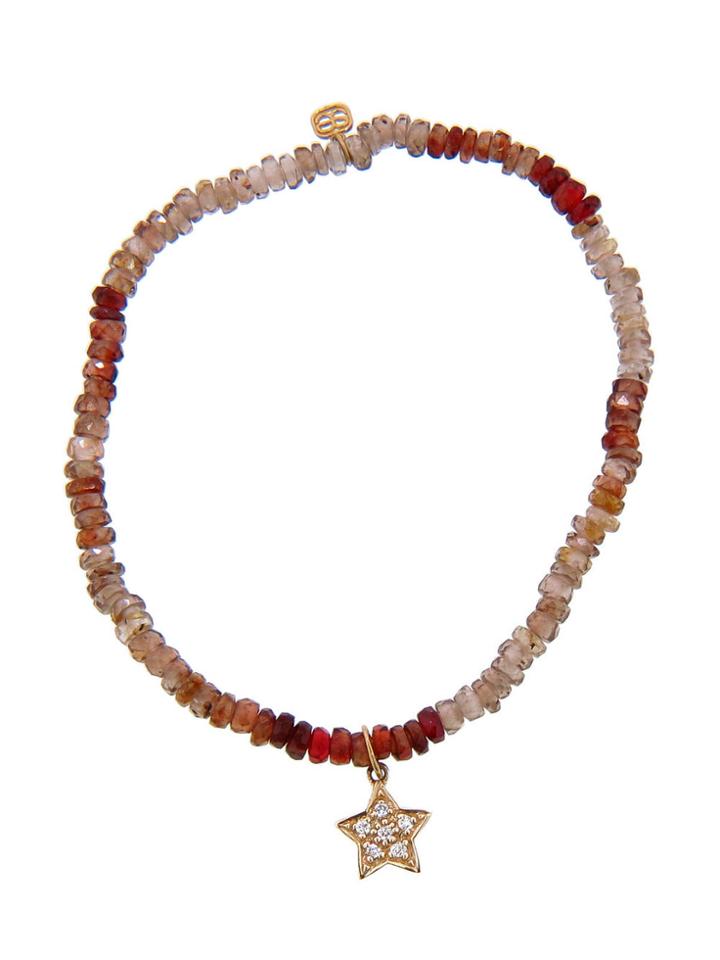Sydney Evan Diamond Star In Yellow Gold On Zircon Sapphire Bead Bracelet