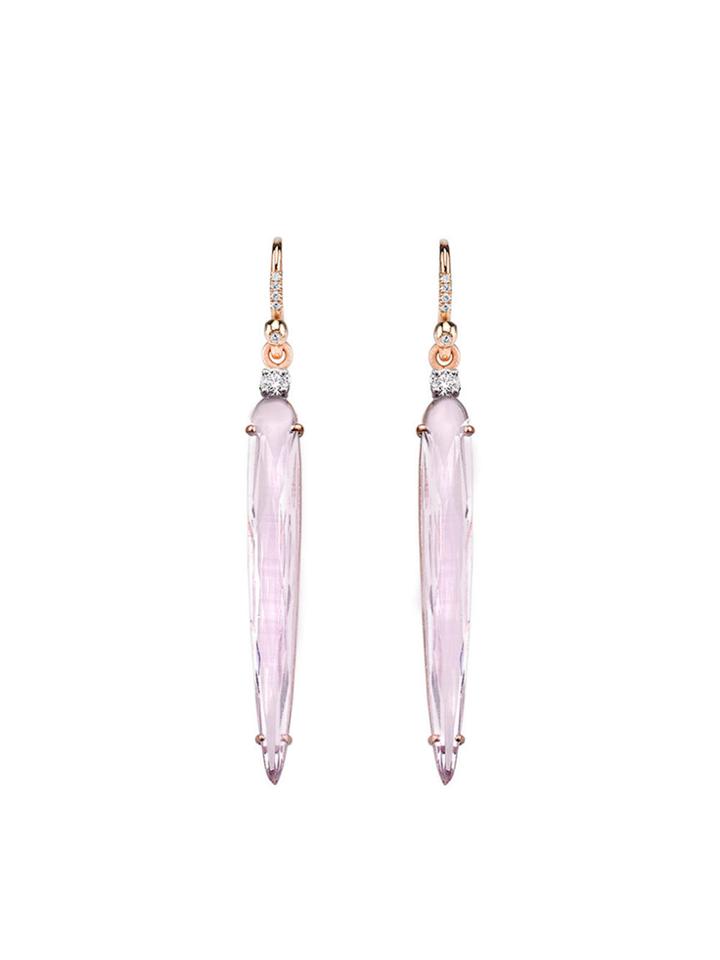Irene Neuwirth Faceted Rose Of France Dagger Earrings With Diamonds