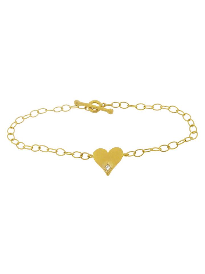 Cathy Waterman Solid Heart Bracelet - 22 Karat Gold