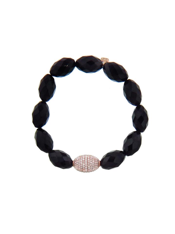 Sydney Evan Diamond Pave Bead On Black Agate - Rose Gold