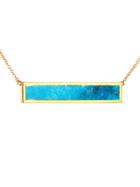 Jennifer Meyer Turquoise Inlay Bar Necklace - Yellow Gold