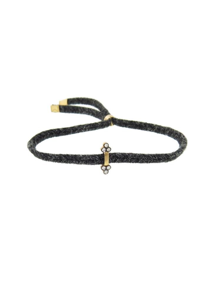 Yannis Sergakis Black Cord Bracelet With Diamond Clusters