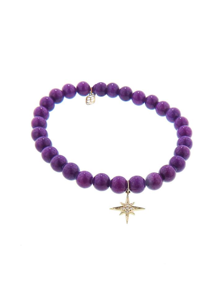 Sydney Evan Mini Starburst On Purple Mountain Jade - Yellow Gold