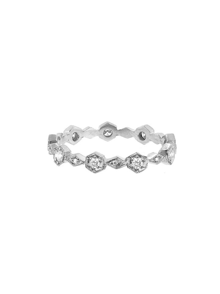 Cathy Waterman Hexagonal Diamond Band - Designer Platinum Ring