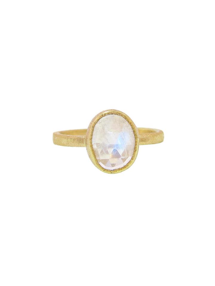 Yasuko Azuma Oval Rainbow Moonstone Ring