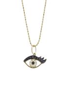 Sydney Evan Small Eyelash Evil Eye Necklace - Yellow Gold