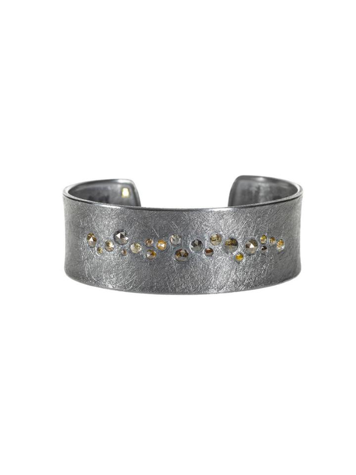 Todd Reed Wide Oxidized Cuff With Rose Cut Brown Diamonds