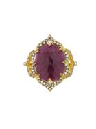 Cathy Waterman Large Rose Cut Ruby Arabesque Ring - 22 Karat Gold