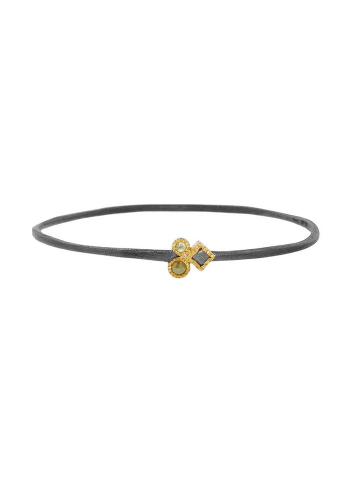 Todd Reed Thin Bangle With Raw Diamond Cluster