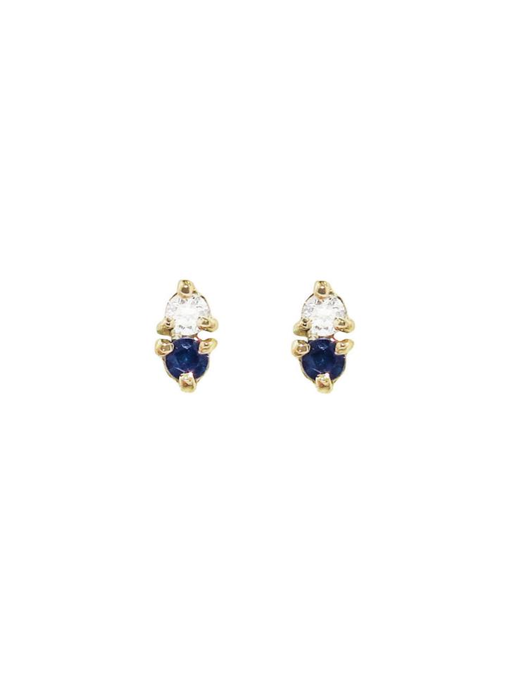 Wwake Two-step Sapphire And White Diamond Earrings