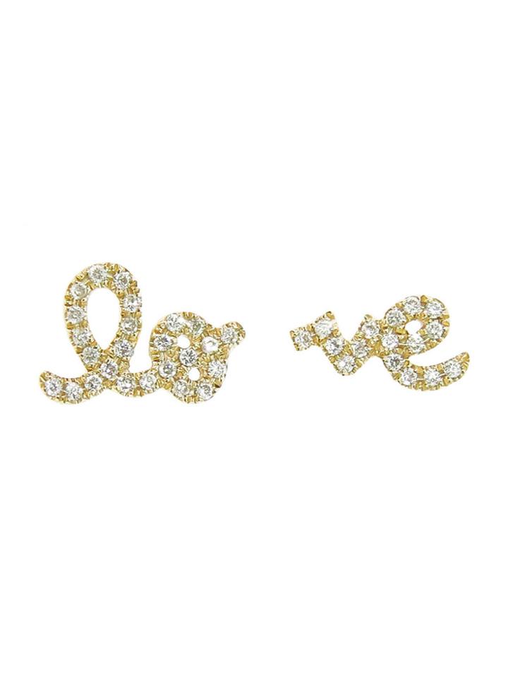 Sydney Evan Diamond Split Love Stud Earrings - Yellow Gold