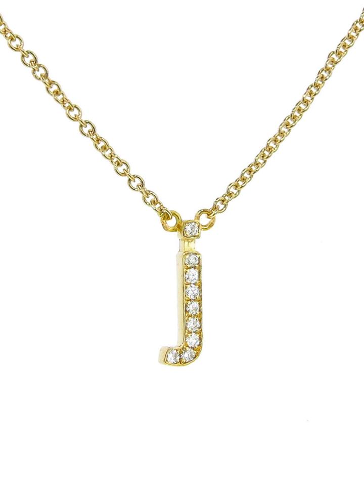 Jennifer Meyer Lowercase Diamond Initial Necklace - J - Yellow Gold