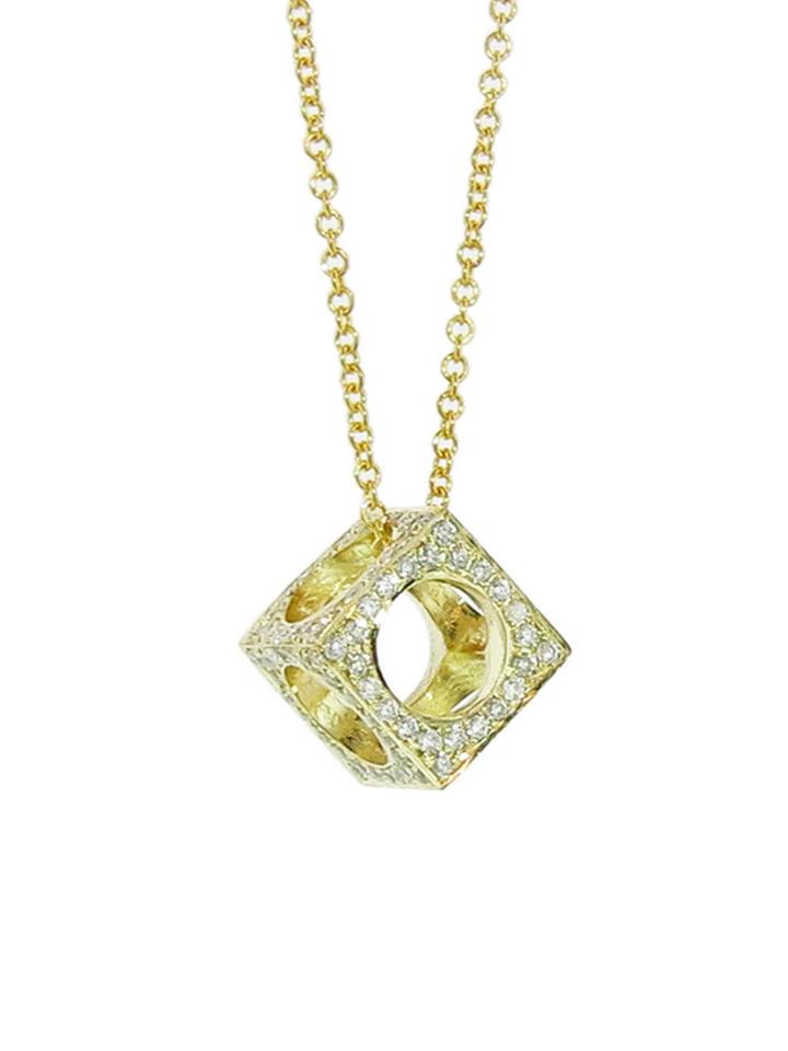 Jennifer Meyer Diamond Cube And Circle Necklace - Yellow Gold