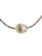 Catherine Michiels Large Sweetwater Pearl On Opaline Mosaic Chain