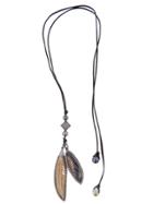 Kala Carved Bone Feather And Mother Of Pearl Necklace With Diamonds