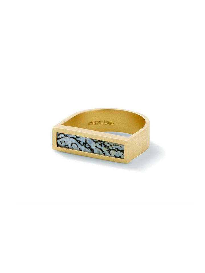 Monique Péan Grey-blue Fossilized Dinosaur Bone Bar Ring