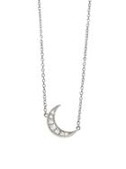 Andrea Fohrman Mini Diamond Crescent Moon Necklace - White Gold