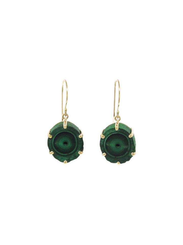 Jamie Joseph Round Malachite Earrings