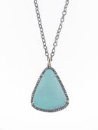 Royal Nomad Turquoise Pendant In Oxidized Silver With Diamonds