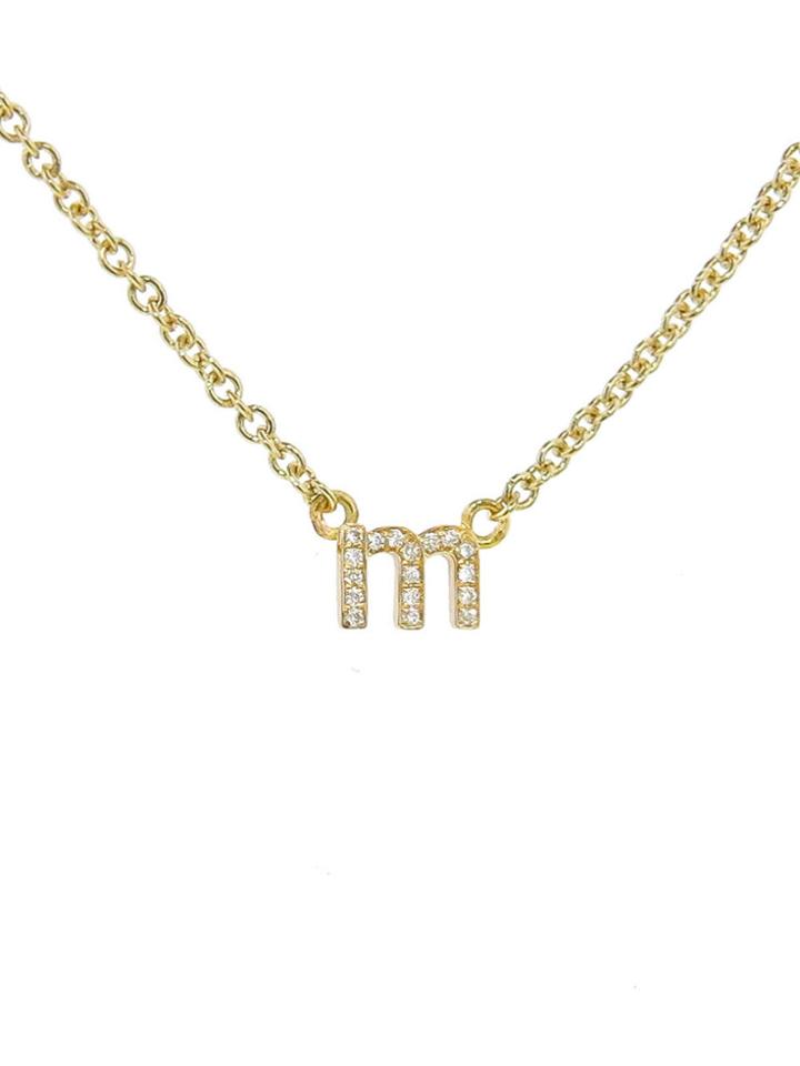 Jennifer Meyer Lowercase Diamond Initial Necklace - M - Yellow Gold