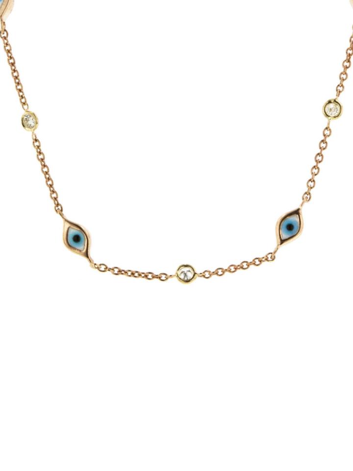 Sydney Evan Mini Evil Eye And Diamond Bracelet On Yellow Gold