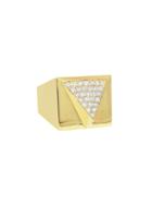 Janis Savitt Wide Pave Diamond Triangle Ring - Yellow Gold