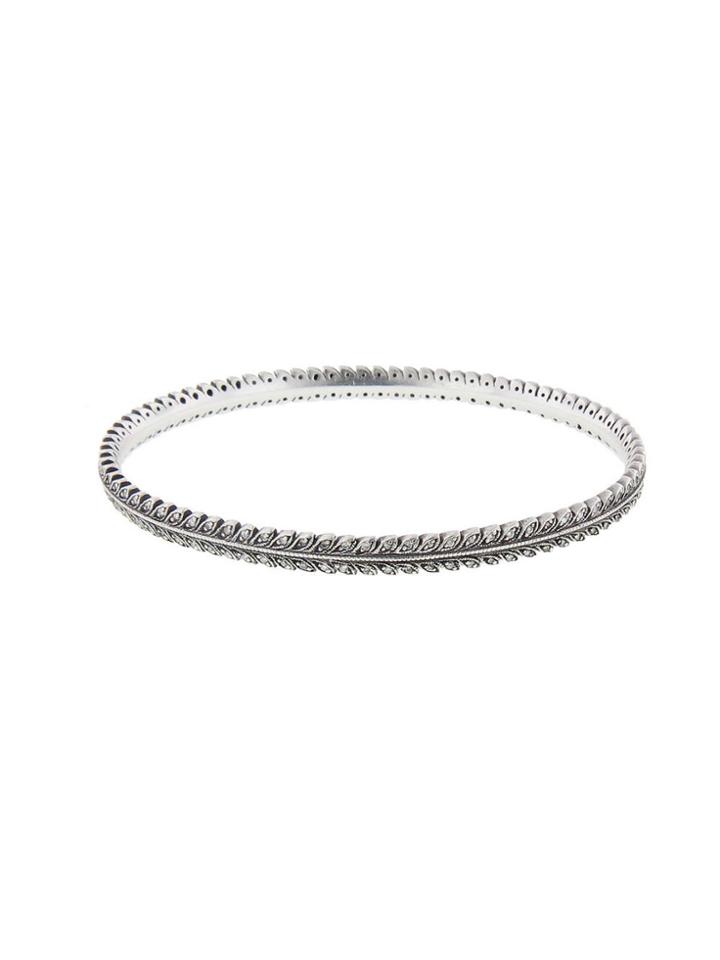 Cathy Waterman Blackened Laurel Leaf Bangle With Diamonds