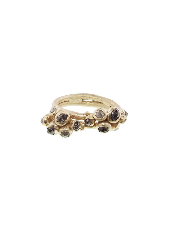 Ruth Tomlinson Grey Diamond Double Cluster Ring