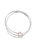 Daniela Rivkah Silver Bangle Trio With Rose Gold Hamsa Charm