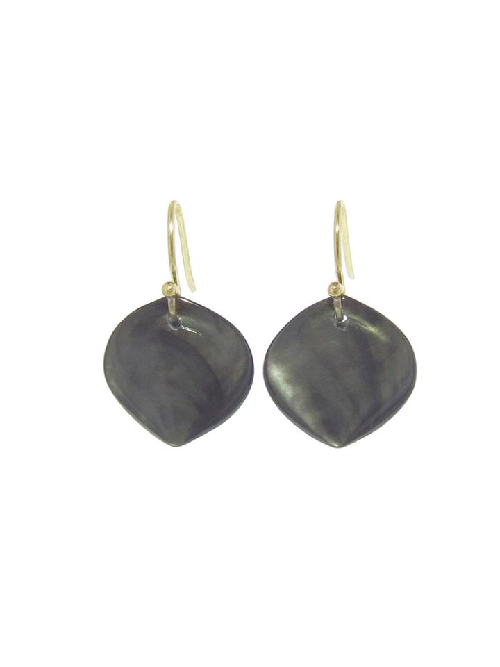 Annette Ferdinandsen Small Rose Petal Earrings In Black Mother Of Pearl