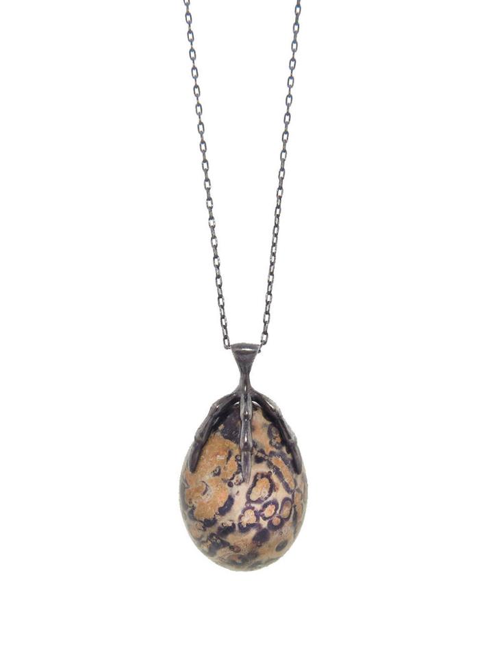 Annette Ferdinandsen Leopard Jasper Egg With Claw Necklace