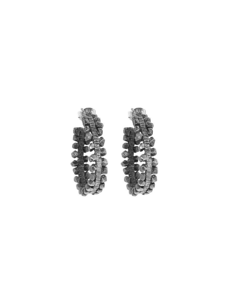 Himatsingka Victoria Track Hoops - Oxidized Sterling Silver