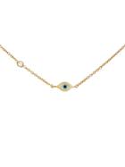 Sydney Evan Mini Enamel Evil Eye Necklace With Diamond In Rose Gold
