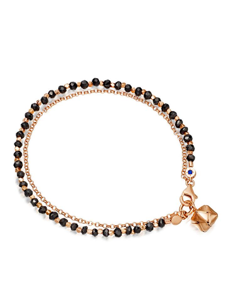 Astley Clarke Black Spinel Little Parcel Friendship Bracelet - Rose Gold