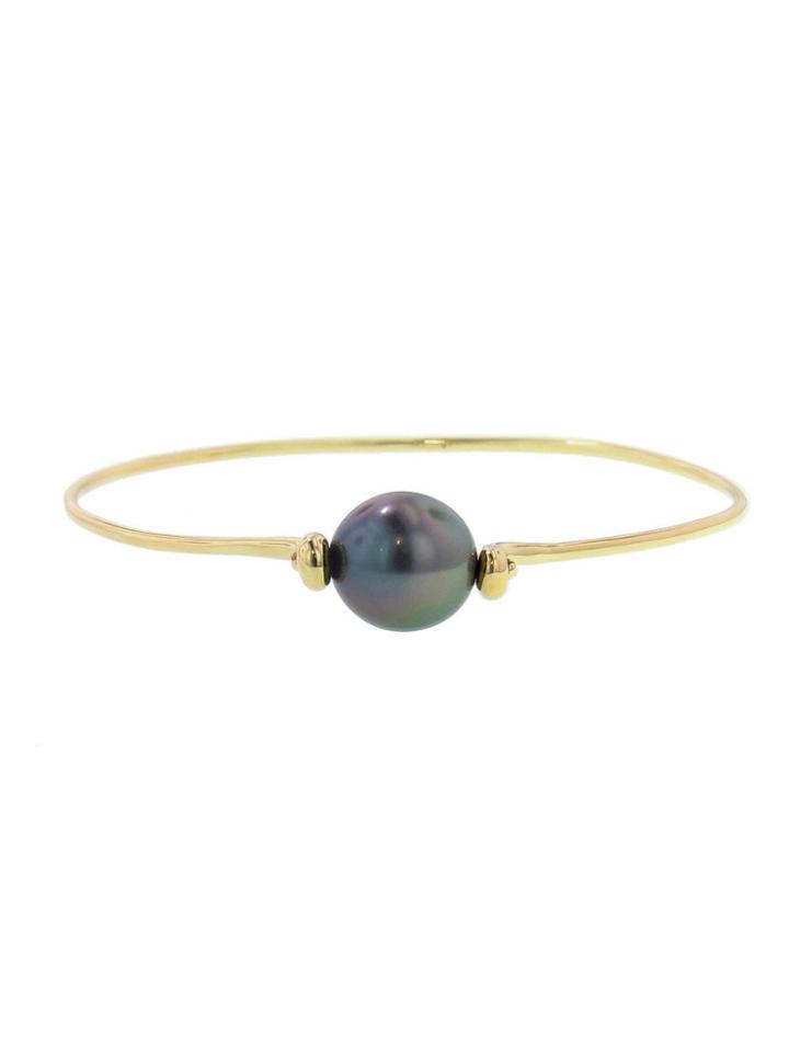 Ten Thousand Things Etruscan Black Pearl Bangle -10 Karat Gold