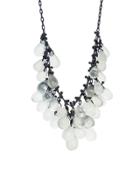 Ten Thousand Things White Moonstone Drop Waterfall Necklace - Oxidized Silver