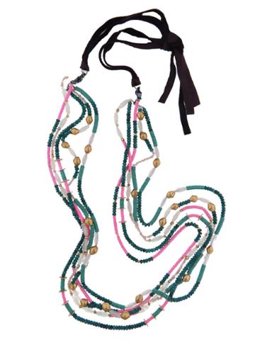 Royal Nomad Multi-strand Pink Opal And Turquoise Necklace