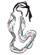 Royal Nomad Multi-strand Pink Opal And Turquoise Necklace
