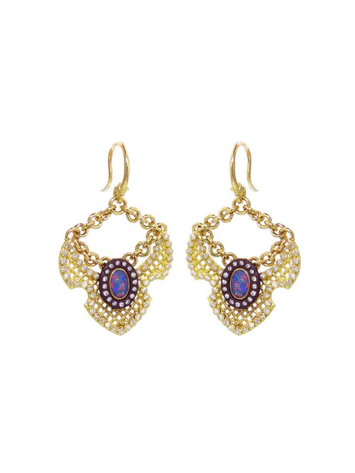 Armenta Chain And Net Crest Earrings