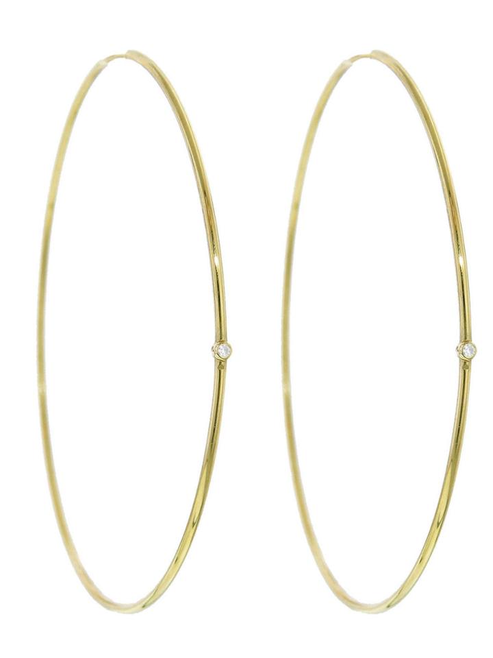 Jennifer Meyer Large Hoops With Diamonds - Yellow Gold