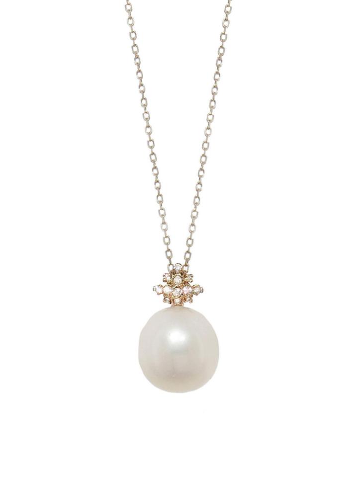 Kataoka Pearl With Diamond Cluster Necklace