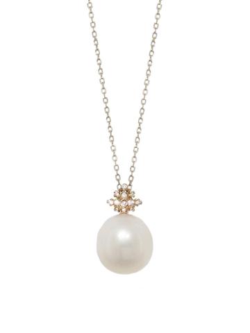 Kataoka Pearl With Diamond Cluster Necklace